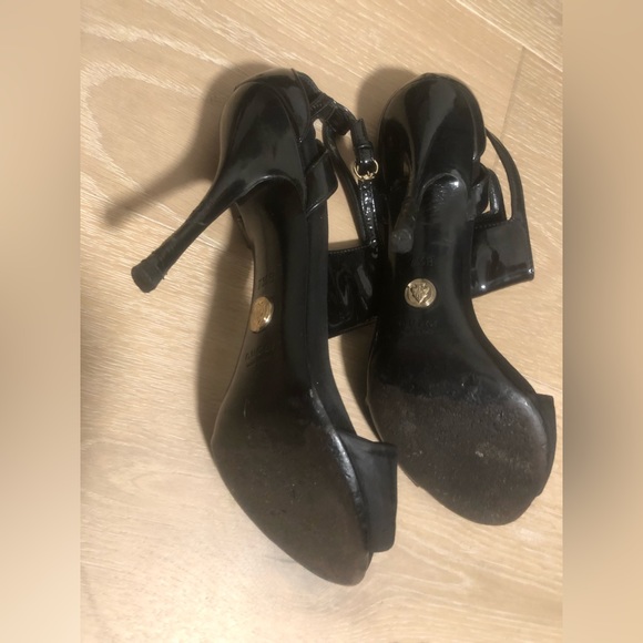 Gucci Ankle Cuff Pumps Velvet Black Size US 7.5 Peep Toe Leather and Suede Heels - Picture 8 of 9